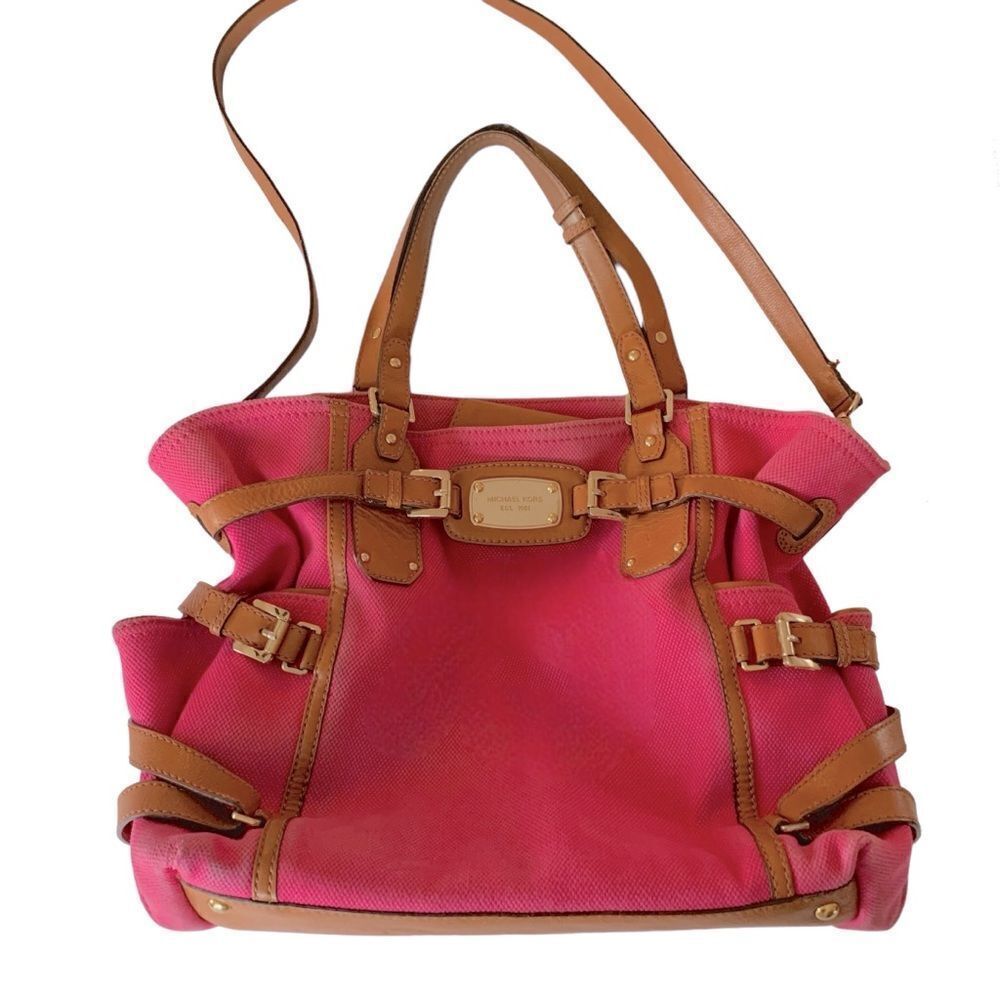 Michael Kors Large Gansevoort Canvas Leather Tote Bag